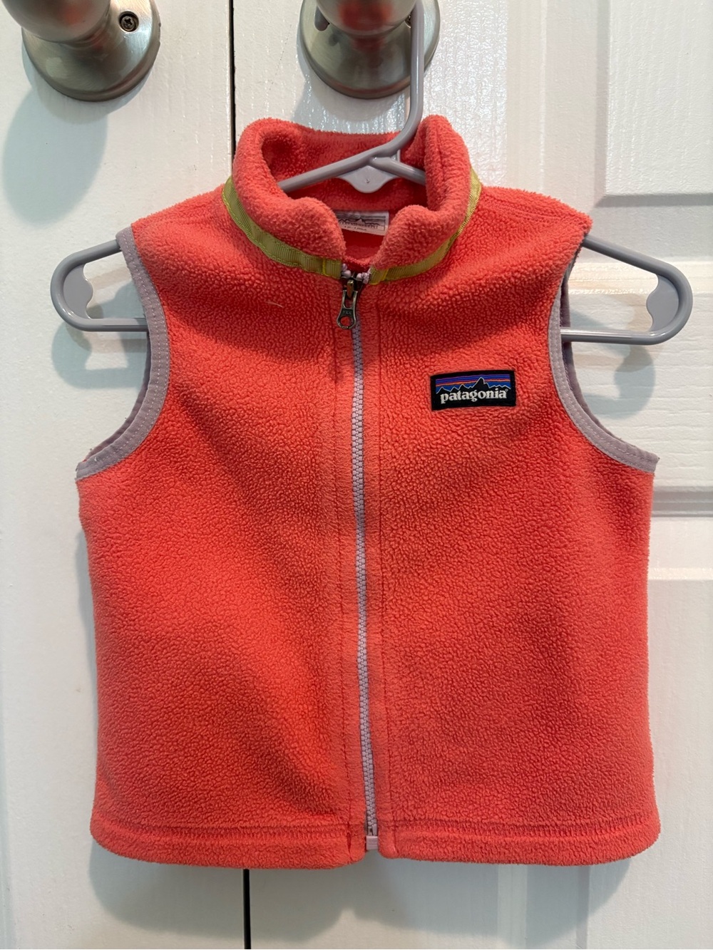 Patagonia Kids Coral Fleece Vest with Lime Trim